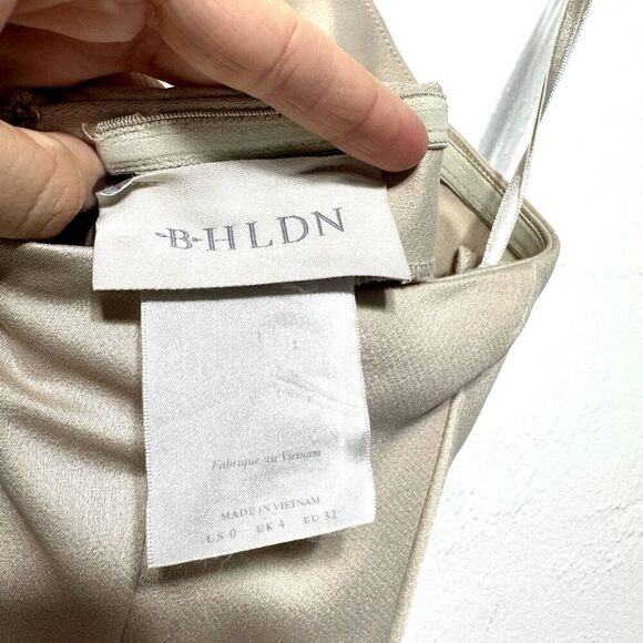 BHLDN Ruby Twist Halter Dress Satin Full Length Champagne Formal Wedding sz US 0 - Picture 7 of 16